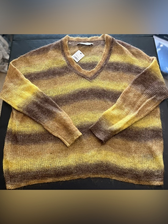 Astr Sweaters - Astr Striped V-Neck Sweater
